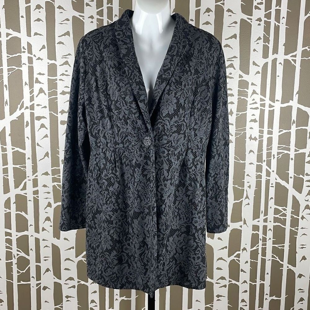 Soma Lounge Wear Floral Lace Print Single Button Lounge Blazer sz L